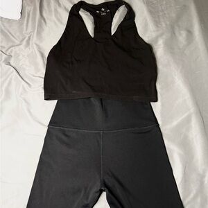 BNWOT OFFLINE BY AERIE Black Athletic Crop Top and Bikershorts Set Size Medium